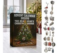 Advent Calendar 2025: The Gearhead’s Christmas Garage, 24 Days of Miniature Car Parts & Tools with Holiday Gifts for Car Enthusiasts, Automotive Christmas Countdown for Cars Lovers, Mechanics