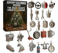 Advent Calendar 2025-The Gearhead’s Christmas Garage，Automotive Advent Calendar with 24 Miniature Car Parts Tool Ornament，Gift for Car Lovers，Mechanics and Adults