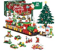 Advent Calendar 2025 Train Building Blocks Set, Christmas Train Bricks Model, 24 Boxs Surprise Christmas Countdown Toy Building Kits, Gifts for Kids and Adults, 777 PCS