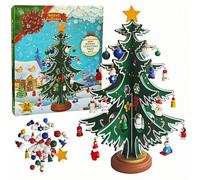 Advent Calendar 2025 Wooden Christmas Tree with 30 Ornaments, 24 Days Countdown Advent Calendar DIY Christmas Tree Desk Decoration for Boys, Girls and Kids Party Favor Gift