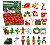 Advent Calendar 2026 Christmas Ornaments Building Set Compatible with Lego, Santa Wreath Gingerbread Reindeer 24-IN-1 Building Toy, 24 Days Countdown to Christmas Toys Gifts for Kids Boys Girls