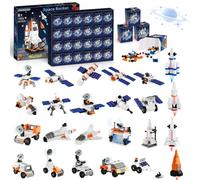 Advent Calendar 2026 Christmas Space Rocket Building Set Compatible with Lego, Space Station Building Block 24 Days Countdown to Christmas Toys, 12-IN-1 Launcher Rocket Gifts for Kids Boys Girls