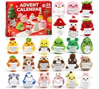 Advent Calendar 2026 Handmade Crochet Animals Plush Advent Calendar 24 Days Christmas Countdown Calendar with Positive Emotional Support Cards Gifts for Kids, Teens, Adults