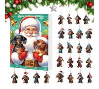 Advent Calendar, 24 Days Christmas Dachshund Countdown Calendar, 2D Cute Home Decoration, for December, Entrance, Fireplace, Door, Trees, Living Room, Bedroom, Teenagers and Children