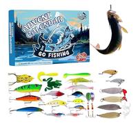 Advent Calendar, 24 Days Fishing Christmas Countdown with Topwater Lures Christmas Halloween Fishing Gifts for Father, Grandpa, Brother