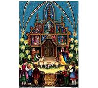 Advent Calendar 24 Doors 297 x 210 mm - Church Nativity - with Glitter and Translucent Windows - RS815 - Traditional Antique German Design