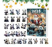 Advent Calendar 24 Pieces - 2D Panda Bear Christmas Ornament - 2025 Tree Pendants Mantel Door Handle Classroom Christmas Tradition