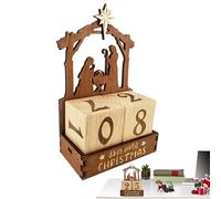 Advent Calendar - 25 Days Wooden Nativity Scene Christmas Advent Calendar, Decorative Figures Set for Table Living Room Bedroom Home Decoration