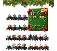 Advent Calendar - 2D Acrylic Holiday Decorations - 24 Days Of Advent With Tractor Christmas Tree Ornaments - For Home And Window During Winter Holidays