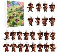Advent Calendar 2D Interesting Sausage Dog Phone Charging Port Dirt Proof Plug Countdown Calendar Set Cute Acrylic Sausage Dog Collectible Phone Decoration (24pcs) (A, 26x18cm)