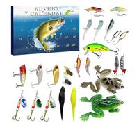 Advent Calendar Angel Men, 24 Days Fishing Tackle Christmas Calendar Fishing Bait Set, Fish Bait Christmas Calendar for 24 Days Countdown Fishing Lovers (Angeln1)