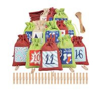 Advent Calendar Bags Canvas 2024 | 24 Drawstring Countdown Bags for Christmas | Advent Calendar Candy Bags | Perfect for Candy Storage, b