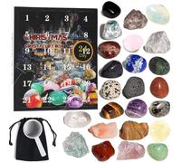Advent Calendar, Christmas Advent Calendar 2025, 24 Days 24 Random Crystal Stone Minerals Fossils with Storage Bag Christmas Countdown Enthusiasts Rock Collection