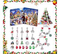 Advent Calendar Christmas Charm Beads with Christmas Tree, DIY Bracelet with Unique Christmas Charms for Girls, Children, Teenagers and Adults