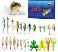 Advent Calendar Christmas Countdown, 24 Days Fishing Lures Set for Adult Men Teen Boys, 2024 Xmas Surprise Gift for Fishing Lover (B)