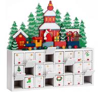 Spielwerk® Traditional Wooden Christmas Advent Calendar | 24 Days Of Gifts Behind Wood Doors | Reusable Christmas Countdown | For Kids and Adults | Christmas Landscape Advent Calendar