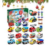 Advent Calendar Christmas, Pull Back Car 24 Days Vehicles - Christmas Pullback Car Set | For Toddlers Classroom Home Preschool Living Room Holiday Birthday