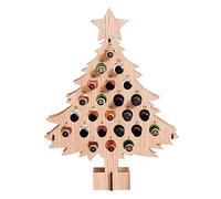 Advent Calendar Christmas Tree Wine Advent Calendar Christmas Decoration Wine Racks Freestanding Wood 24 Bottles Mini Wine Bottle Stand 40 x 35 x 15 cm