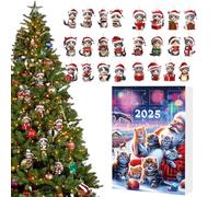Advent Calendar Countdown for Christmas - 2D Acrylic Pendant with Cat Motif | 24 Days of Christmas Advent | For The Christmas Tree, For Bags And For The
