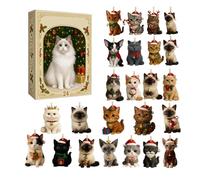 Advent Calendar, Decorative Charm Countdown Calendar, 2025 Christmas Finding Advent 24 Days Cute 2D Cat Pendant for Pet Lovers Collectors Children Indoor Window Outdoor Entrance Door