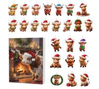 Advent Calendar For Christmas | Two-Dimensional Acrylic Party Supplies Decorations 24 Days Themed - Cartoon Cow Decorative Ornament,for Kids Families Teens Girls