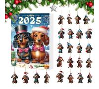 Advent Calendar for Dogs, 24 Days Dachshund Pendant Christmas Calendar, Home Decoration for December, Entrance, Fireplace, Window, Living Room, Bedrooms