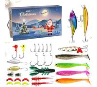 Advent Calendar for Fishing 2024 for Adults and Men Teenagers 24-Day Countdown Calendar for Fishing with Spoons Crankbait VIB Christmas Fishing for Father Grandfather (Blue 19 x 10.6 x 3.3 cm)