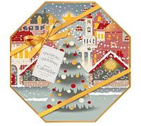 Advent Calendar Gift Set with Candle Compatible with Yankee Candle - 24-Day Christmas Countdown - Octagonal Winter Village Design - Includes HCO Gift Bag - Christmas Decoration