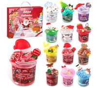 Advent Calendar Girls kids Slime Advent Calendar with 12 Christmas-themed Slimes and 12 Slime Decoration Parts Packs Christmas Countdown Calendar Gifts for Kids Boys Girls