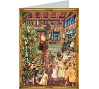ADVENT CALENDAR Greeting Card SANTA CHRISTMAS TREE Victorian Scene