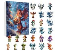 Advent Calendar Kids, Toy Advent Calendar 2025, 24 Day Christmas Countdown with 2D Flat Hanging Dragon Decor, Gift for Dragon Lovers