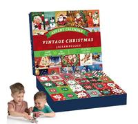 Advent Calendar Puzzle, Calendar Advent Puzzle - Christmas Puzzle for Kids Christmas Countdown Calendar, 24 Day Vintage Christmas Puzzles, Calendar for the co
