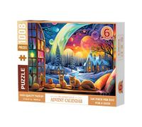 Advent Calendar Puzzle for Adults, Puzzle Calendar 'Christmas Advent - 6 Days Christmas Countdown for 3 Cats 1008 Christmas Puzzles,Colorful Cottage Puzzles for Fun