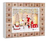Advent Calendar Santa Claus Wood LED Reusable