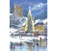 Advent Calendar Scenic Ice Skating Artistic Glitter Finish