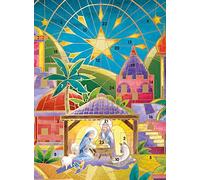 Advent Calendar Stained Glass Bethlehem Religious with 24 Doors and White Mailing Envelope 340mm x 250 mm