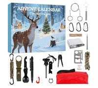 Advent Calendar Survival Kit for Men, Advent Calendar Survival Tools 24 Day Christmas Countdown with Outdoor Tools Surprise Gifts for Outdoor Lovers