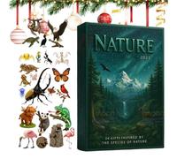 Advent Calendar Toy for Christmas Countdown, 2D Flat Acrylic Christmas Decoration - 24 Days Animal World Pendant Countdown Calendar, for Men, Women, Girls, Teenagers, Husband, Wife, Soh