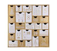Advent Calendar with 25 Drawers Countdown to Christmas, Refillable Wooden Advent Xmas Gift for Kids, 12 Inches Tall