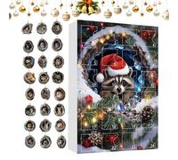 Advent Calendar with Animal Ornaments, 2D Acrylic 24 Day Countdown Calendar with Christmas Tree Hole, Cute Animal Rearview Mirror Pendant for Kids, Girls, Party, Window, Balcony, Front Door, Car