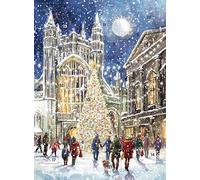 Advent Calendar with Christmas Coundown - 24 Door - Large Rectangular (13.5" x 9.5") Gift Card with Envelope by Ling Design (Bath Abbey Cathedral)