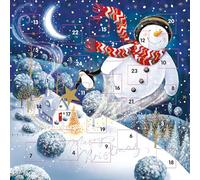 Advent Calendar with Christmas Coundown - 24 Door - Large Square (9.5" x 9.5") Gift Card with Envelope by Ling Design (Magical Flying Snowman)
