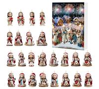 Advent Calendar with Christmas Decorations - Jesus Advent Calendar with 24 Pendants for Christmas, 2D Acrylic Keepsakes, Cute Scene Props | For Fence, Fireplace, Wall, Living Room, Bedroom