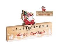 Advent Calendar with Countdown, Sleigh Elf Ornament, Wooden Holiday Countdown Calendar with Double-Sided Design and 24 Numbers | For Winter Party Home A