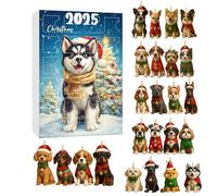Advent Calendar with Dog Motif - Acrylic 2D Flat Party Props | 24-Day Advent Calendar with Tags in Dog Motif | for Animal Lovers Children Teenagers Tree Window Wall Fireplace