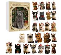 Advent Calendars 2025,24 Days Christmas Countdown Calendar with 24pcs Cartoon Ornaments Kitten,Cute Kitten For Christmas