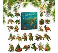Advent Calendars - 26x18x3cm Christmas Sea Turtle Bead Advent Bead, 24 Days 2D Acrylic Decorations | 2025 Christmas Trees Sea Turtle Turtle's Regressive Calendar