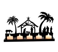 Advent Candle Holder Iron Art Votive Wreath Candle Holders for Christmas Table Centerpiece, Elegant Religious Home Decor for Church and Holiday Display