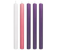 Advent Candle Set 5 Candles 3 Purple 1 White Pink 25 cm High