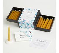 Advent Candles - Berry. 24 x Twenty Minute Candles with a Ceramic Holder to Help Count Your Way to Christmas for Your Festive Well-Being.